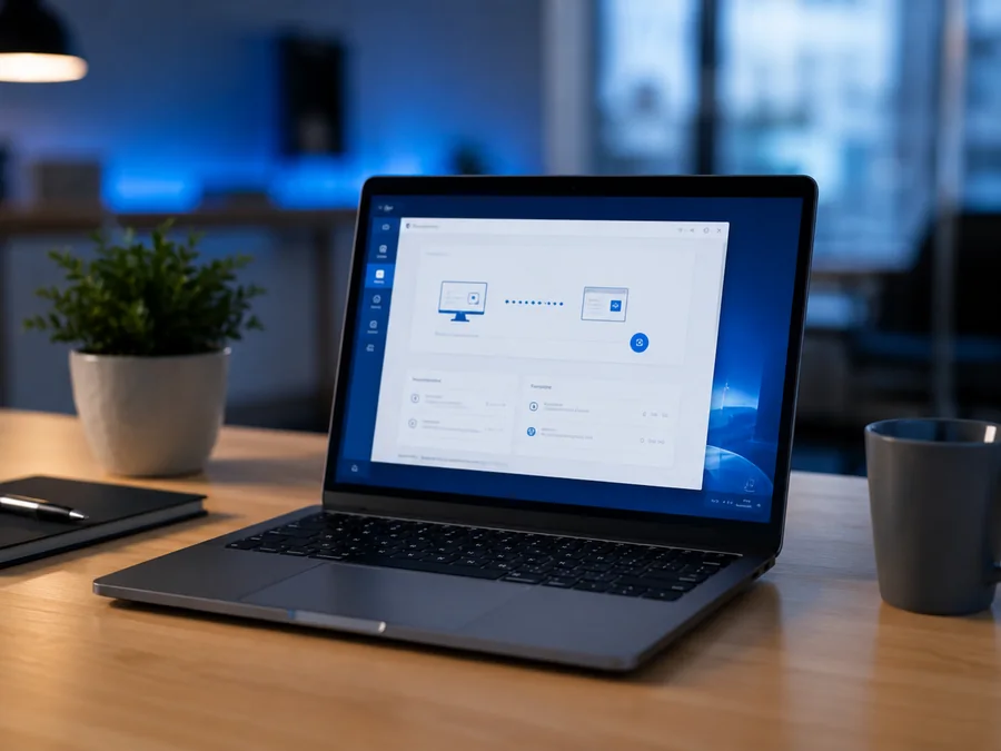 Notebook exibindo uma interface de programa de acesso remoto