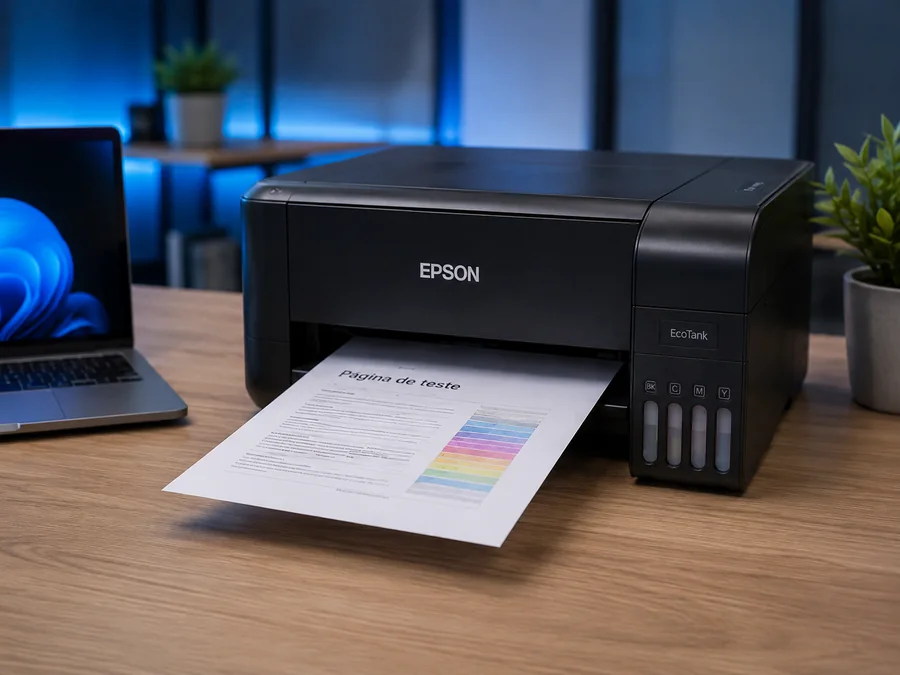 Impressora Epson imprimindo uma página para validação final
